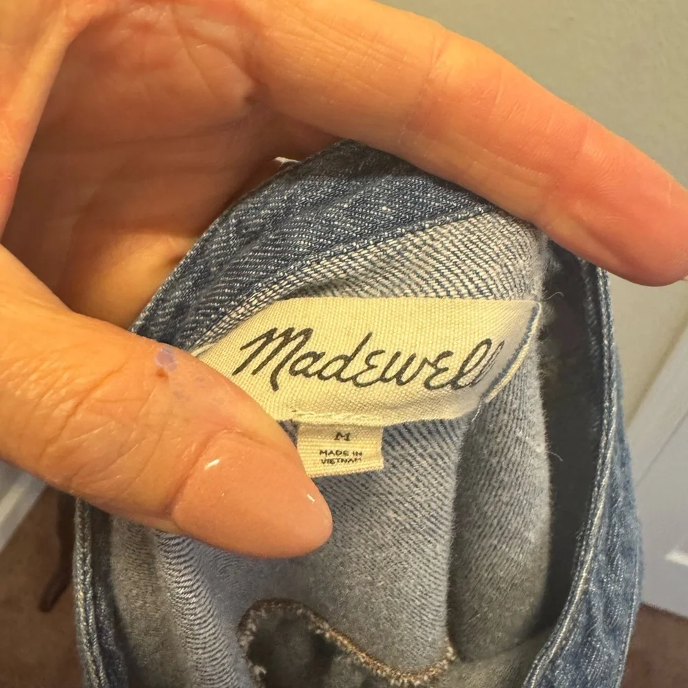 Madewell Denim Puff Sleeve Shirt Dress Long Sleeve Size M Medium $98 - Picture 6 of 10